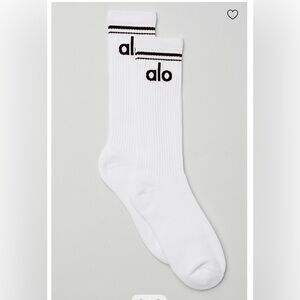 Alo Unisex White/Black Logo Throwback Socks Size S
